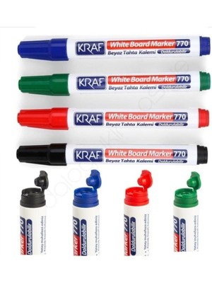 Kraf Beyaz Tahta Kalemi Doldurulabilir 770-4 4lü