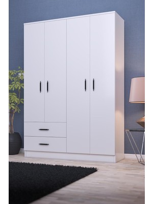 Gubimo Abete 4 Kapılı 2 Çekmeceli Gardırop (Elbise Dolabı-Yüklük)