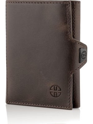 Verona Unisex Rfıd Trifold Deri Cüzdan Ön Cep, Kahverengi, Küçük, Kartlıklı