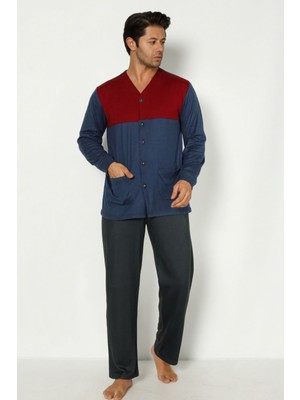 Obje Erkek Indigo Düğmeli Pijama Üstü