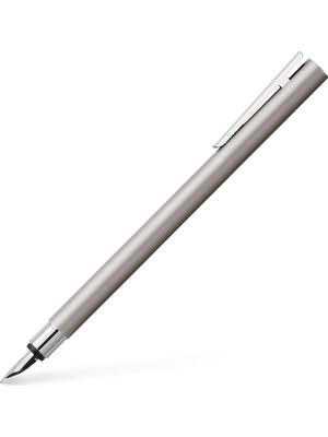 Faber-Castell 342100 - Dolma Kalem Neo Slim Paslanmaz Çelik, Uç Genişliği M, Gümüş Mat / Inc