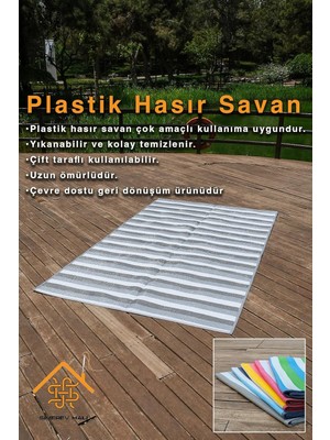 Simerev Halı Hasır Savan Mat Plaj Kamp Piknik Bahçe Balkon Teras Yıkanabilir Katlanabilir Kilim