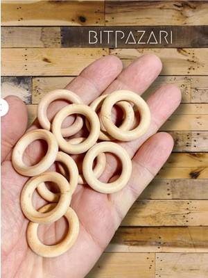 Flea Market 10 Adet 3cm Ahşap Perde Halkası