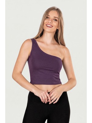 Obje Kadın Lavanta Tek Omuz Crop