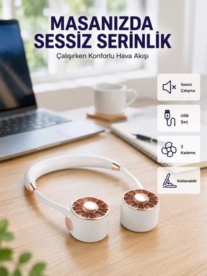 Midas Toptan Home Katlanabilir Asılabilir Mini Fan USB Şarjlı 3 Kademeli Sessiz