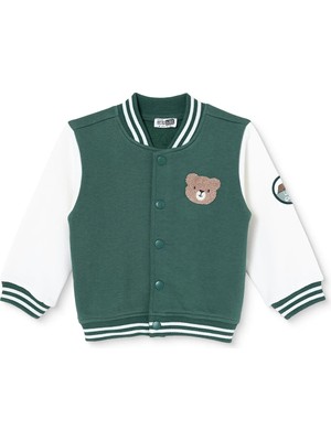Hellobaby Erkek Bebek Kolej Ceket Ayı Baskılı Çıtçıtlı V Yaka Long Sleeve