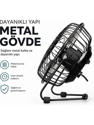 sbodurhome Masaüstü Mini USB Fan - Metal Gövdeli - Ultra Sessiz