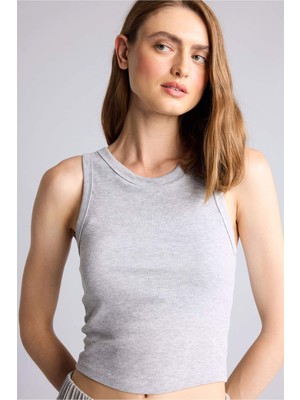 DeFacto Pamuklu Slim Fit Fitilli Ribana Padli Crop Atlet I0688AX26AU