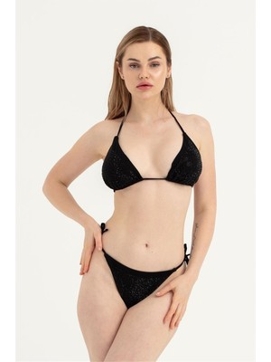 Obje Kadın Siyah Taşlı Üçgen Bikini