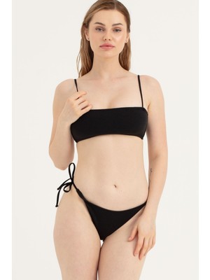 Obje Kadın Siyah Iki Yandan Bağlamalı Tek Alt Bikini