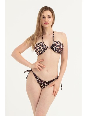 Obje Kadın Leopar Desen Bikini Takım