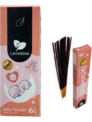 Dora Shopping Layansaa Bebek Pudrası (Baby Powder) Kokusu Özel Aroma Kokusu Agarbatti Arınma 20 Adet 1 Paket Çubuk