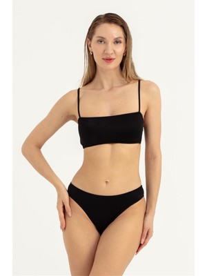 Obje Kadın Siyah Ince Askılı Bikini