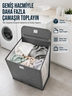 TeknoKapsül Tasarımlı Duvara Monte Kirli Çamaşır Sepeti Pratik Saklama Çözümü