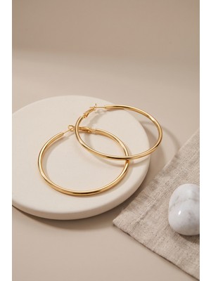 Uravas Store 316L Çelik Gold Renk 46 mm Halka Küpe