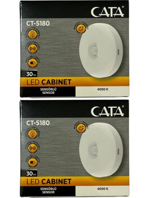 Dora Shopping CT-5180 4000K Mıknatıslı Kabin LED Aydınlatma, 30 Lm, Sensörlü, 2 Adet
