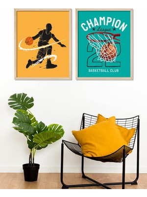 Dora Shopping Vetro Basketbol Çerçeveli Poster Set 30X40 cm