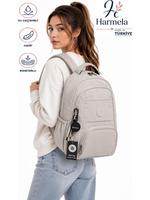 Bevitton Suya Dayanıklı Kumaş Sırt Çantası Unisex Okul Sırt Çantası 2000 Bej