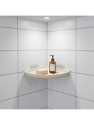 TeknoKapsül Yapıştırmalı Banyo Köşeliği, Istiridye Modeli, Bej, Drenaj Delikli, Delme Gerektirmez