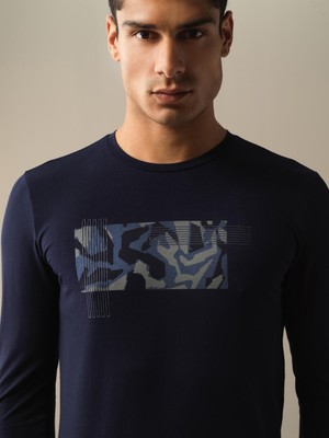 Xint Erkek Lacivert Slim Fit Bisiklet Yaka Modal Tişört