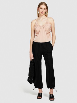 Sisley Ince Askılı Derin Büzgü Yakalı Üst Kadın 04W Bluz - 324P51MGLH016