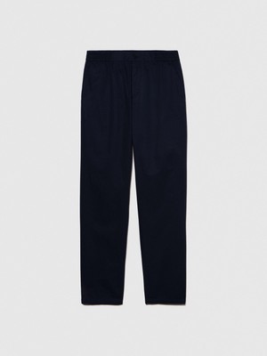 Sisley %100 Pamuk Beli Büzgülü Slim Confort Fit Pantolon Erkek Lacivert Pantolon - 324P4IUKSF046