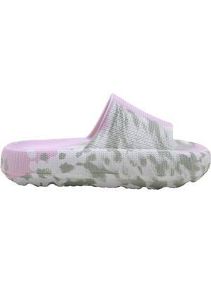 Obje Kız Çocuk Pembe - Mint - Beyaz Örgülü Degradeli Terlik