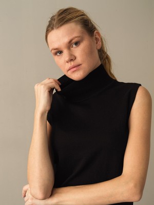 Xint Kadın Siyah Slim Fit Balıkçı Yaka Pamuk Kazak