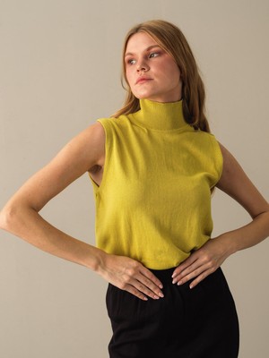 Xint Kadın Sarı Slim Fit Balıkçı Yaka Pamuk Kazak