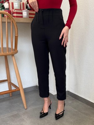 Mrayss  Kadın Üste Oturan Paçası Bilek Üzerinde Biten Atlas Kumaş Pantolon 36 (S) - 48 (4xl)