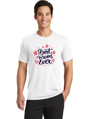 Mrayss  Unisex Bisiklet Yaka Baskılı Oversize T-Shirt - Beyaz