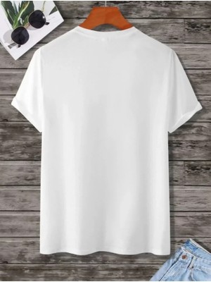 Mrayss  Unisex Baskılı Oversize T-Shirt - Beyaz