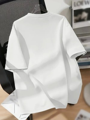 Mrayss  Baskılı Oversize Bisiklet Yaka T-Shirt - Beyaz