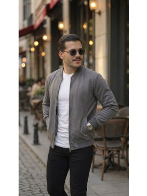Mrayss  Erkek Scuba Süet Kumaş Bomber Hırka