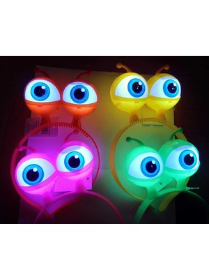 TeknoKapsül Rengarenk 3 Farklı Fonksiyonda Yanan LED Işıklı Uzaylı Göz Taç 1 Adet 18X12 cm