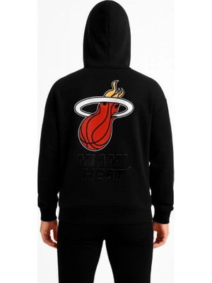 Mrayss  Üç Iplik Kapüşonlu Ön ve Arka Baskılı Sweatshirt Hoodie - Siyah