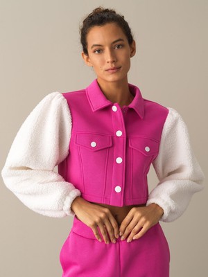 Xint Kadın Fuşya Oversize Pamuklu Kuzu Ceket