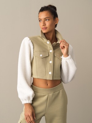 Xint Kadın Yeşil Oversize Pamuklu Kuzu Ceket