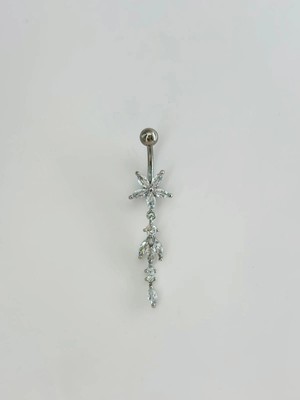 TeknoKapsül Çiçek Detaylı Sallantılı Göbek Piercing - PG0106