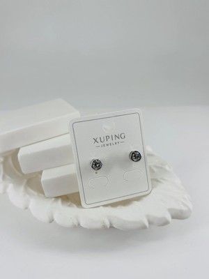 TeknoKapsül Rodyum Zirkon-5 mm Taşlı Pirinç Zirkon Küpe - KP00334