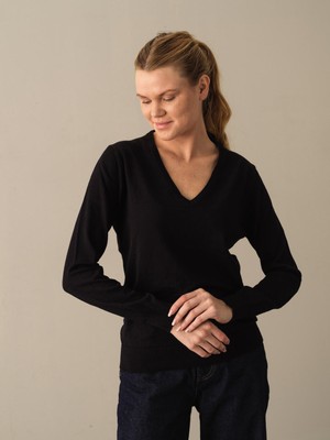 Xint Kadın Siyah Slim Fit Balıkçı Yaka Pamuk Kazak