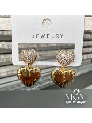 TeknoKapsül Zirkon Taşlı Pirinç Küpeler - KP00142