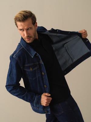 Xint Erkek Mavi Regular Fit Pamuklu Denim Ceket