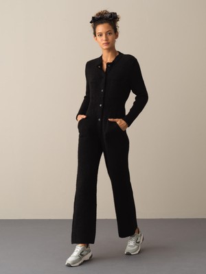 Xint Kadın Siyah Regular Fit Triko Tulum