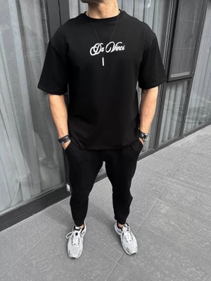 Mrayss  Unisex Baskılı Oversize T-Shirt - Siyah