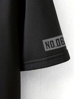 Mrayss  Baskılı Oversize Bisiklet Yaka T-Shirt - Siyah