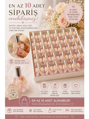 Novaly Store 10 Adet ve Üzeri Gül Suyu Şişesi Hediyelik – Kurdeleli Cam Şişe Düğün, Nişan, Nikah, Söz, Kına Davetli Hediyesi