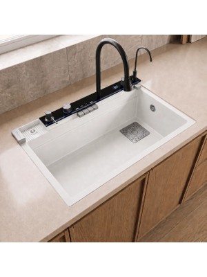 Real Stone Realstone Viktoria Akıllı Granit Evye + Aksesuar Set Beyaz