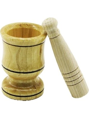 Uravas Store Küçük Boy  Ahşap Havan Sarımsak Dövecek Ç: 6cm--D: 4cm--Y: 8.8cm Fileli Ambalaj (5047)