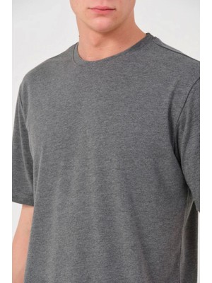 Mrayss  Erkek 24/1 Düz A Kalite Oversize T-Shirt - Antrasit